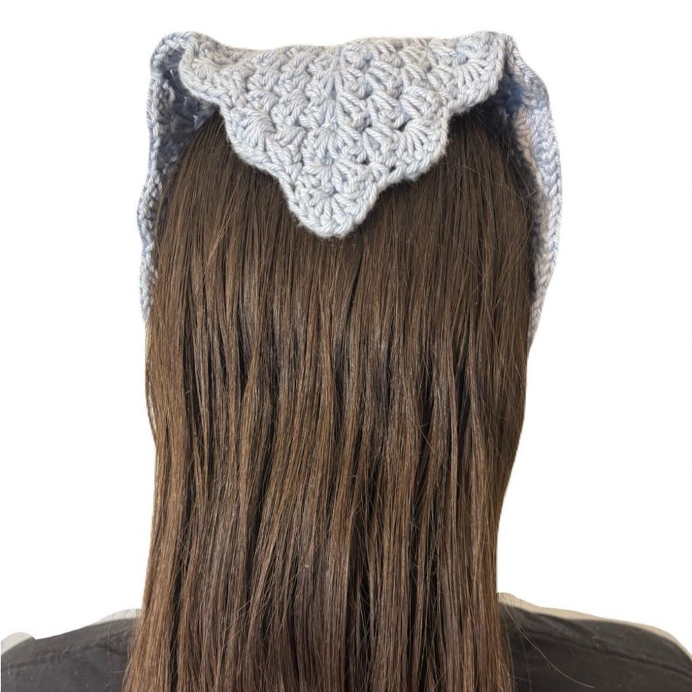 Light Blue Granny Crochet Bandana - Picture 2 of 3